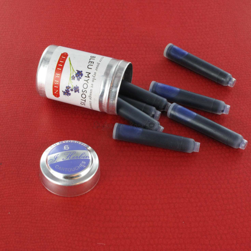 Cartouches d'encre J. Herbin® Bleu Myosotis Boite de 6 Cartouches d'encre J. Herbin® Bleu Myosotis Boite de 6