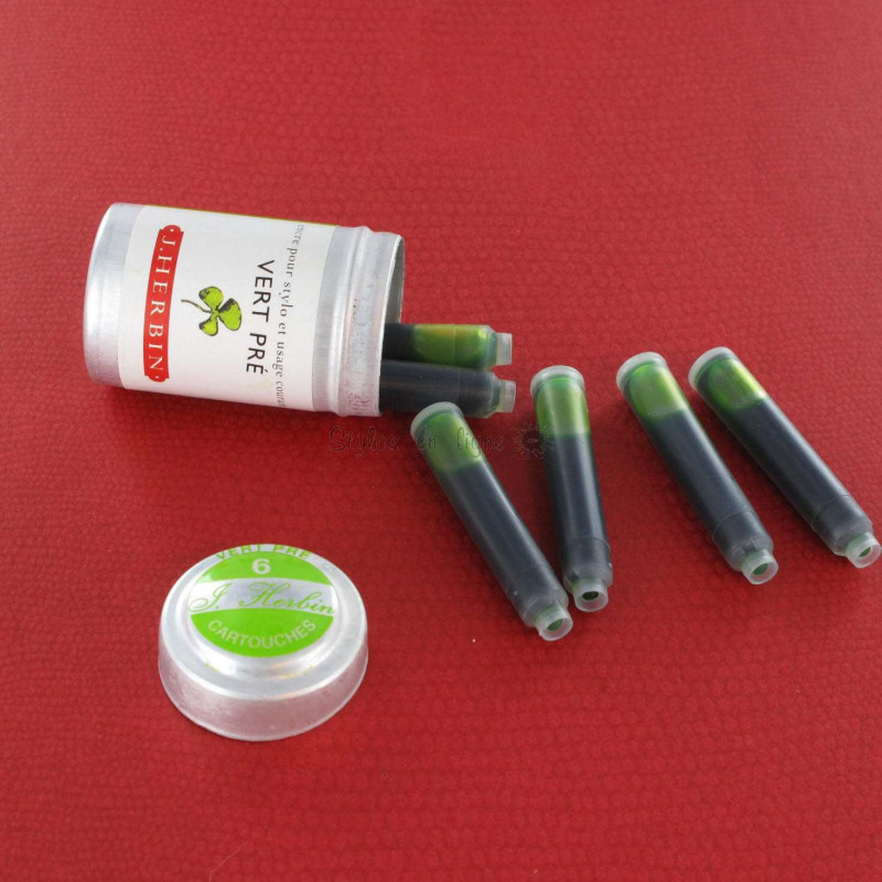 Cartouches d'encre J. Herbin® Vert Pré Boite de 6 Cartouches d'encre J. Herbin® Vert Pré Boite de 6