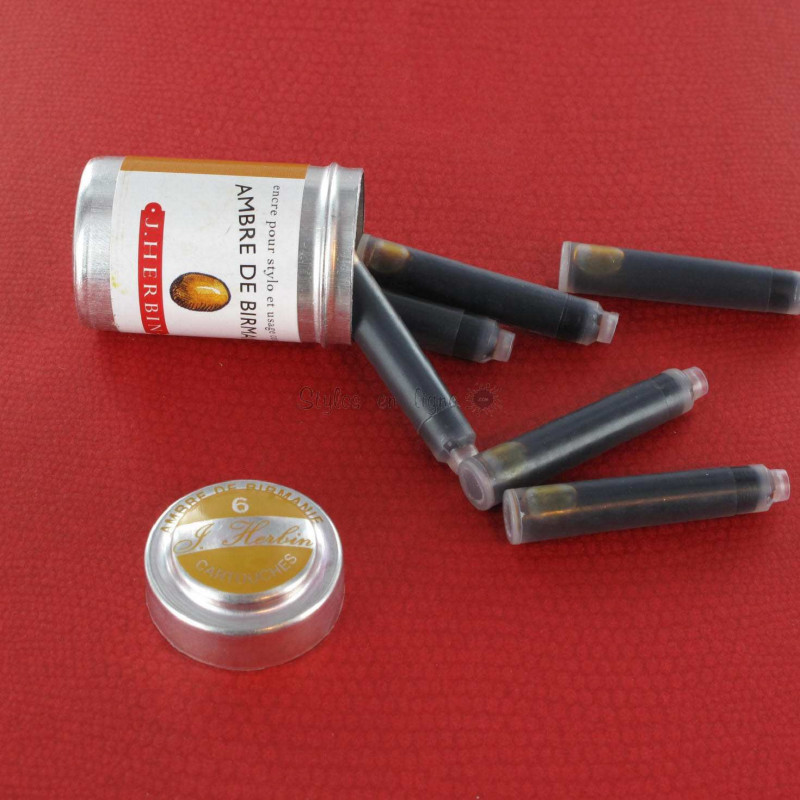 Cartouches d'encre J. Herbin® Ambre de Birmanie Boite de 6 Cartouches d'encre J. Herbin® Ambre de Birmanie Boite de 6