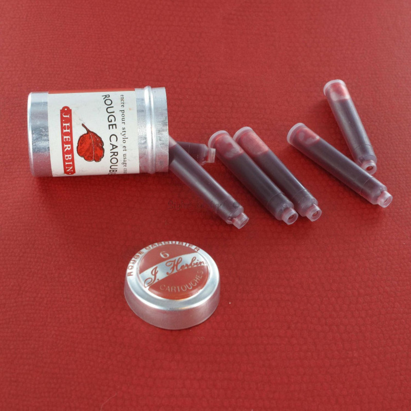 Cartouches d'encre J. Herbin® Rouge Caroubier Boite de 6 Cartouches d'encre J. Herbin® Rouge Caroubier Boite de 6