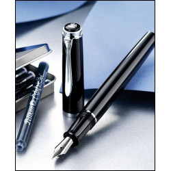 Stylo Plume M à cartouches Pélikan® "SOUVERAIN P 205" Noir Finition Argent  