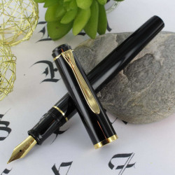 Stylo Plume M à cartouches Pélikan® "SOUVERAIN P 200" Noir Finition Or  
