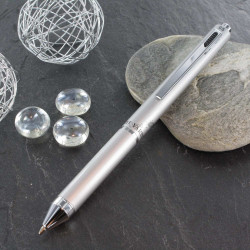 Stylo Enzo Varini Gris Clair Multi-Fonctions "4 en 1" (Bille noire,bleue,rouge et mine 0,5)