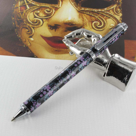 Stylo Bille Enzo Varini® "Ashley" Noir fleuri 