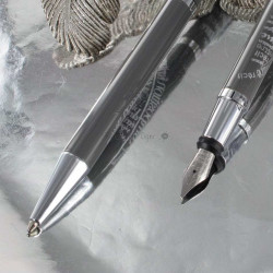 Parure stylos Plume & Bille Oberthur® "Agathe" Gris Nuage