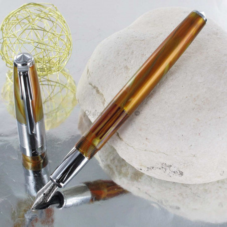 Stylo Plume Recife® Amber Press Slim Gold
