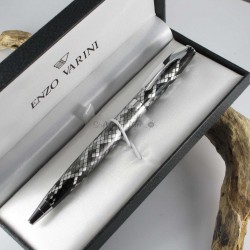 Stylo Bille Enzo Varini "GUSTINO" Micro Losange Noir / Chrome