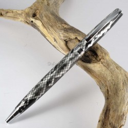 Stylo Bille Enzo Varini "GUSTINO" Micro Losange Noir / Chrome