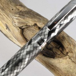 Stylo Bille Enzo Varini "GUSTINO" Micro Losange Noir / Chrome