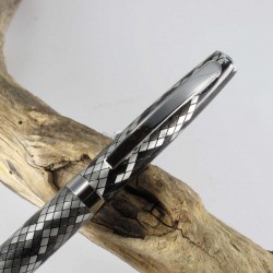 Stylo Bille Enzo Varini "GUSTINO" Micro Losange Noir / Chrome