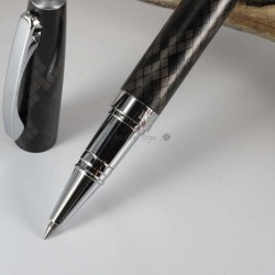 Stylo Roller Enzo Varini "GUSTINO" Micro Losange Noir / Gun