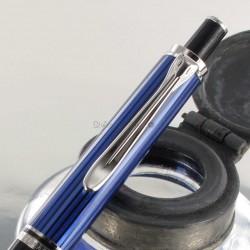 6"SOUVERAN 405" STYLO BILLE NOIR/BLEU attributs plaqués argent