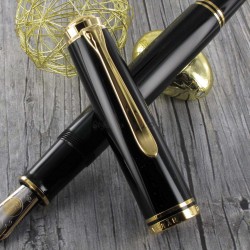 Stylo Plume Pélikan® Noir mécanisme à piston et plume Or 18 K "SOUVERAN 1000"