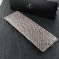 Trousse Plate Cuir Mignon® Python Métal Perle