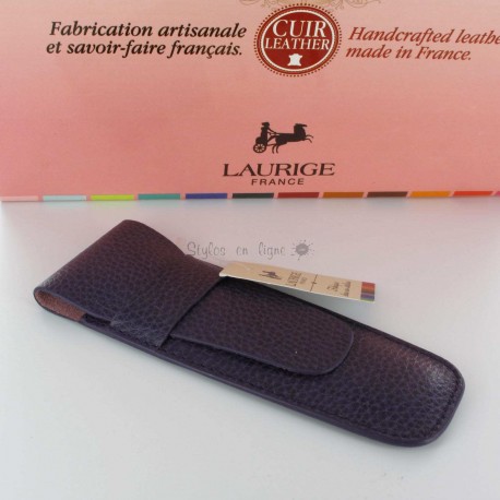 Etui Cuir Laurige® Violine 2 Stylos Etui Cuir Laurige® Violine 2 Stylos