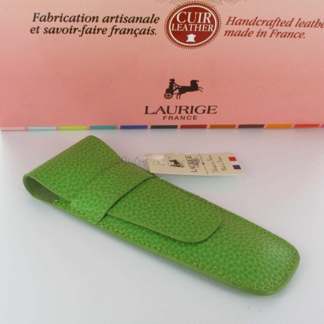 Etui Cuir Laurige® Pistache 2 Stylos Etui Cuir Laurige® Pistache 2 Stylos