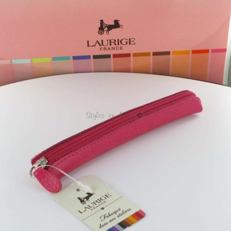 Etui-Trousse Cuir Laurige® Fuchsia Etui-Trousse Cuir Laurige® Fuchsia
