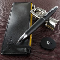Coffret stylo Bille et Etui TrackR Cross® "Calais" Noir