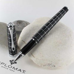Stylo Roller Diplomat® Excellence A Rhomb Guilloché Lapis Noir Chrome