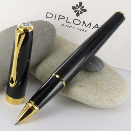 Stylo Roller Diplomat® Excellence A Laqué Noir Doré Stylo Roller Diplomat® Excellence A Laqué Noir Doré