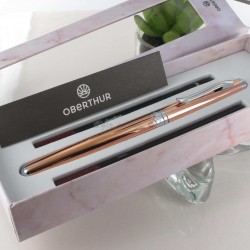 Coffret Stylo Roller Oberthur® "Astrée" Rose Cuivré