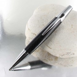 Coffret cadeau Stylo Bille Faber Castell® "e-motion" Noir Parquet + Etui Cuir
