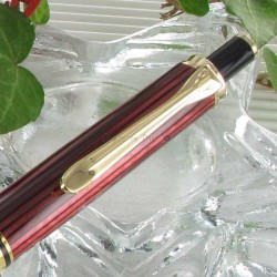Stylo Bille Pélikan® "Souverain K400" Noir/Rouge Plaqué O 24 Cts