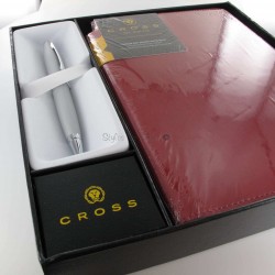 Coffret Stylo Bille Cross® Calais Acier + Carnet A5 Noir Cross®