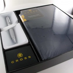 Coffret Stylo Bille Cross® Calais Acier + Carnet A5 Noir Cross®