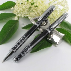 Parure stylos Plume & Bille Oberthur® "Syllabe" Noir