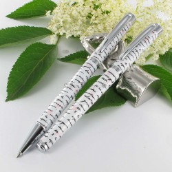 Parure stylos Plume & Bille Oberthur® "Syllabe" Blanche