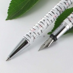 Parure stylos Plume & Bille Oberthur® "Syllabe" Blanche