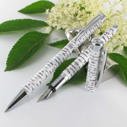 Parure stylos Plume & Bille Oberthur® "Syllabe" Blanche