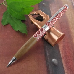 Stylo Bille Oberthur® "Sintra" Bois de noyer Sérigraphié Rouge