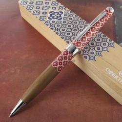 Stylo Bille Oberthur® "Sintra" Bois de noyer Sérigraphié Rouge