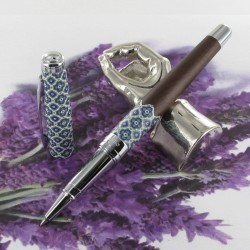 Stylo Roller Oberthur® "Sintra" Bois de noyer Sérigraphié Bleu