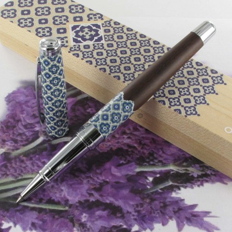 Stylo Roller Oberthur® "Sintra" Bois de noyer Sérigraphié Bleu Stylo Roller Oberthur® "Sintra" Bois de noyer Sérigraphié Bleu