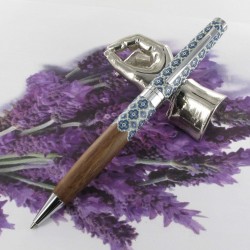 Stylo Bille Oberthur® "Sintra" Bois de noyer Sérigraphié Bleu