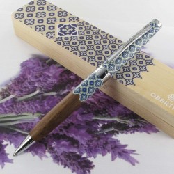 Stylo Bille Oberthur® "Sintra" Bois de noyer Sérigraphié Bleu