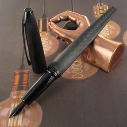 Stylo Plume Fine Cross® Noir Mat Guilloché