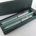 Coffret stylos Plume + Bille Faber Castell® GRIP Argent Mat