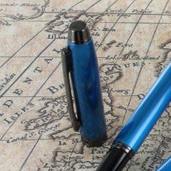 Parure de Stylos Plume & Bille Enzo Varini® "Frise" Bleu Irisé