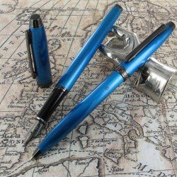Parure de Stylos Plume & Bille Enzo Varini® "Frise" Bleu Irisé