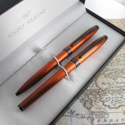 Parure de Stylos Plume & Bille Enzo Varini® "Frise" Orange Irisé