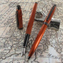 Parure de Stylos Plume & Bille Enzo Varini® "Frise" Orange Irisé