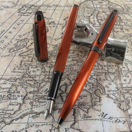 Parure de Stylos Plume & Bille Enzo Varini® "Frise" Orange Irisé