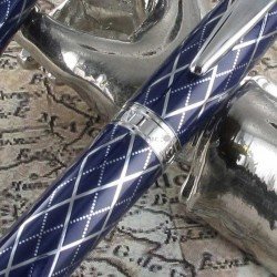 Parure de Stylos Plume & Bille Enzo Varini® "Arlecchino" Bleu