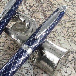 Parure de Stylos Plume & Bille Enzo Varini® "Arlecchino" Bleu