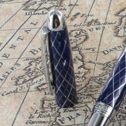 Parure de Stylos Plume & Bille Enzo Varini® "Arlecchino" Bleu