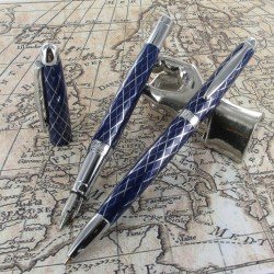Parure de Stylos Plume & Bille Enzo Varini® "Arlecchino" Bleu
